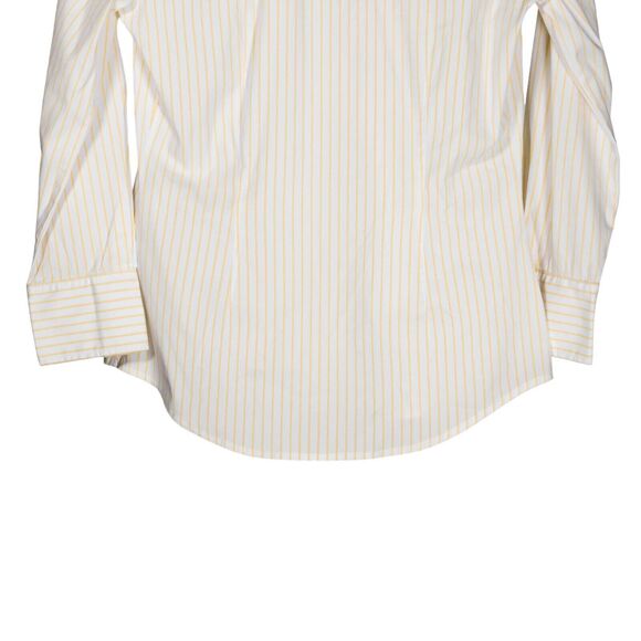 Theory Women's Shirt Button Up White Yellow Striped Stretch Pockets Blouse Top P - Picture 8 of 9